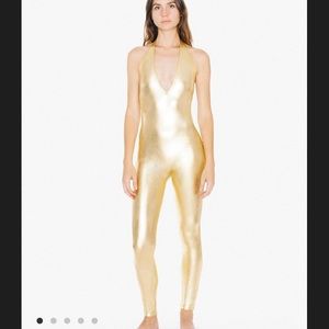 American Apparel Gold Bodysuit Jumpsuit Catsuit